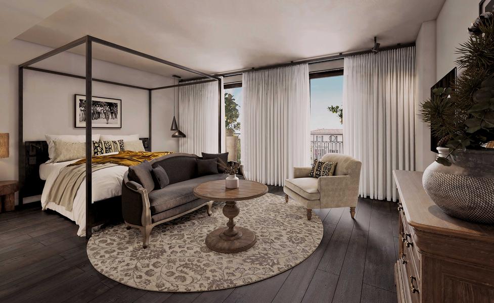 Suite lumineuse avec lit à baldaquin à l’hôtel L’Isle de Léos à L’Isle-sur-la-Sorgue