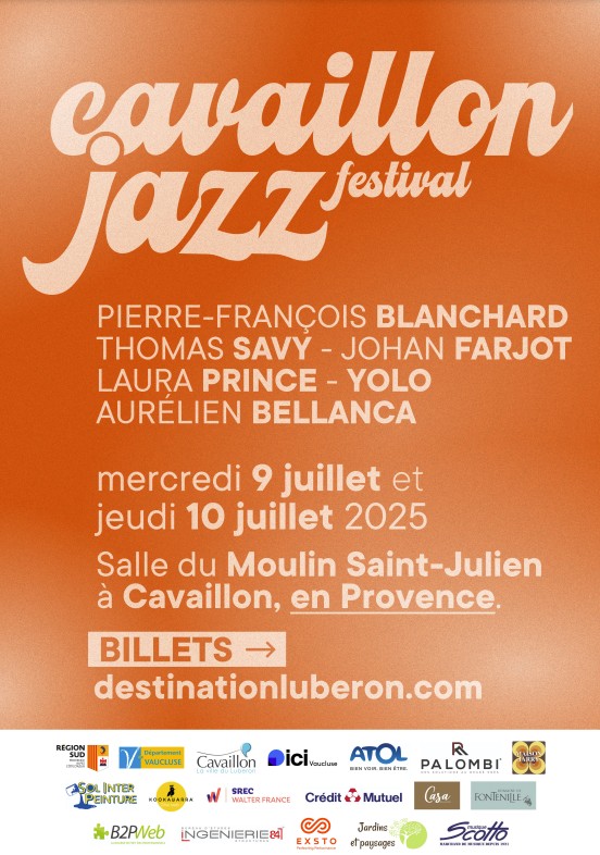 Affiche du Cavaillon Jazz Festival 2025 à la salle du Moulin Saint-Julien