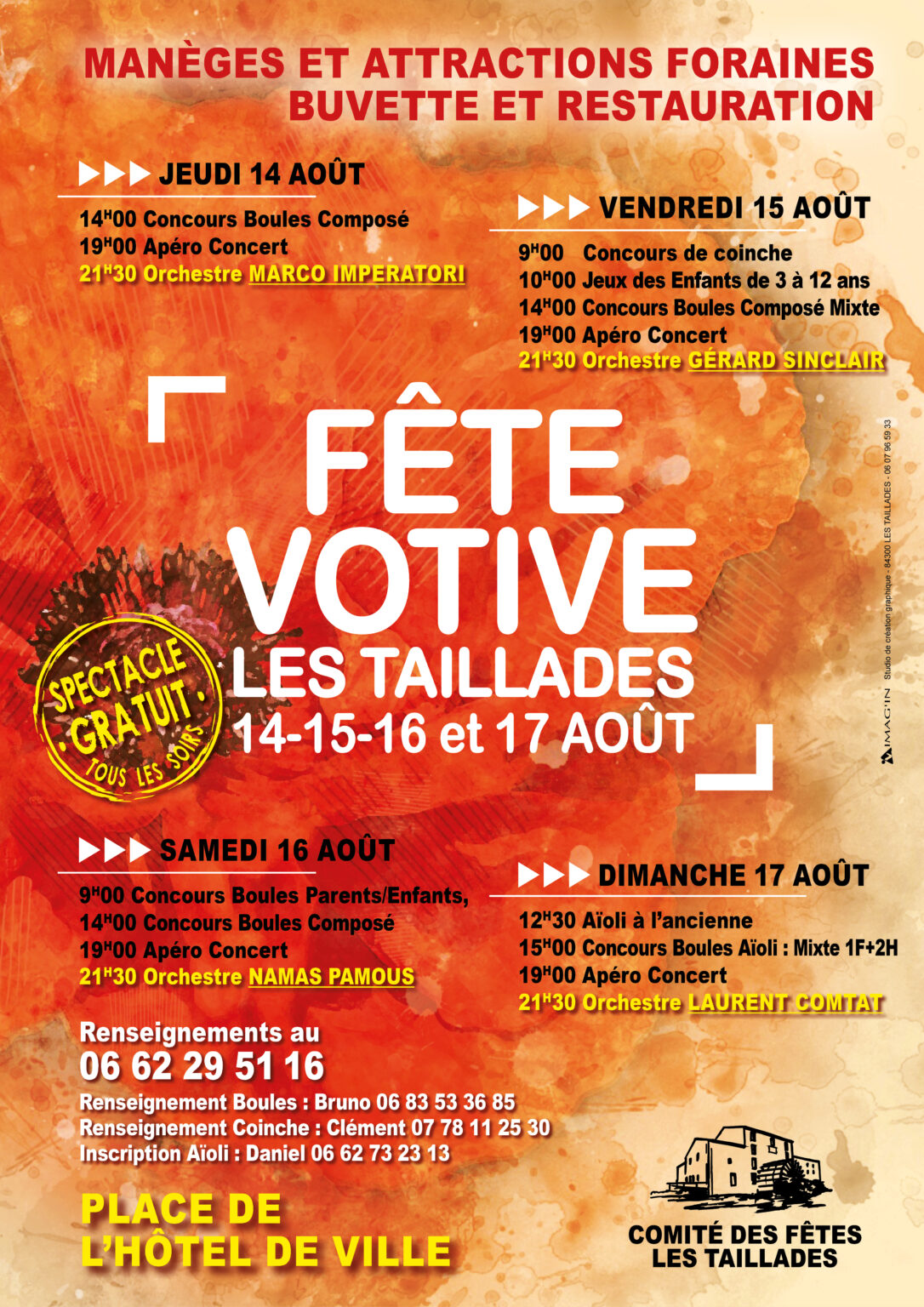 Fête votive de Les Taillades avec concerts, concours et animations