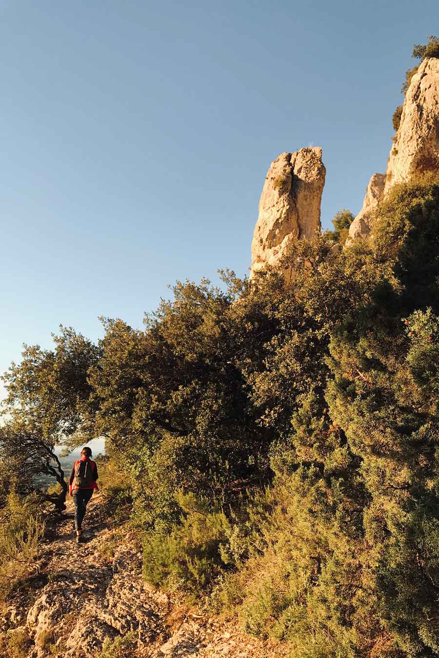 Vue panoramique sur les falaises calcaires et la garrigue du Petit Luberon à Robion