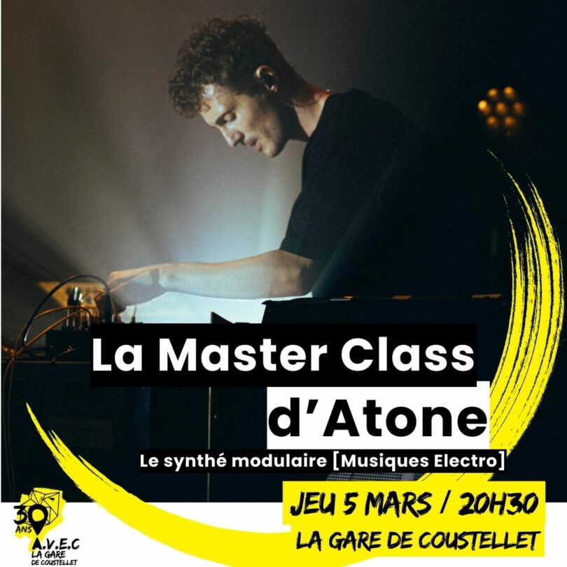 Affiche de la Master Class d’Atone autour du synthé modulaire à La Gare de Coustellet