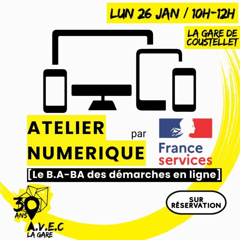 Affiche de l’atelier Le B.A.-BA des démarches en ligne à La Gare de Coustellet