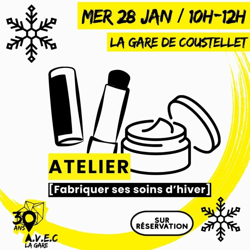 Affiche de l’atelier Fabriquer ses soins d’hiver à La Gare de Coustellet