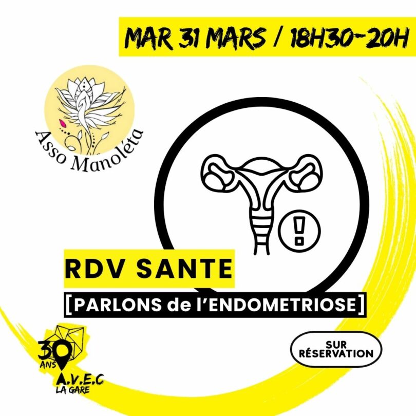 Affiche de la rencontre « Parlons de l’endométriose » à La Gare de Coustellet