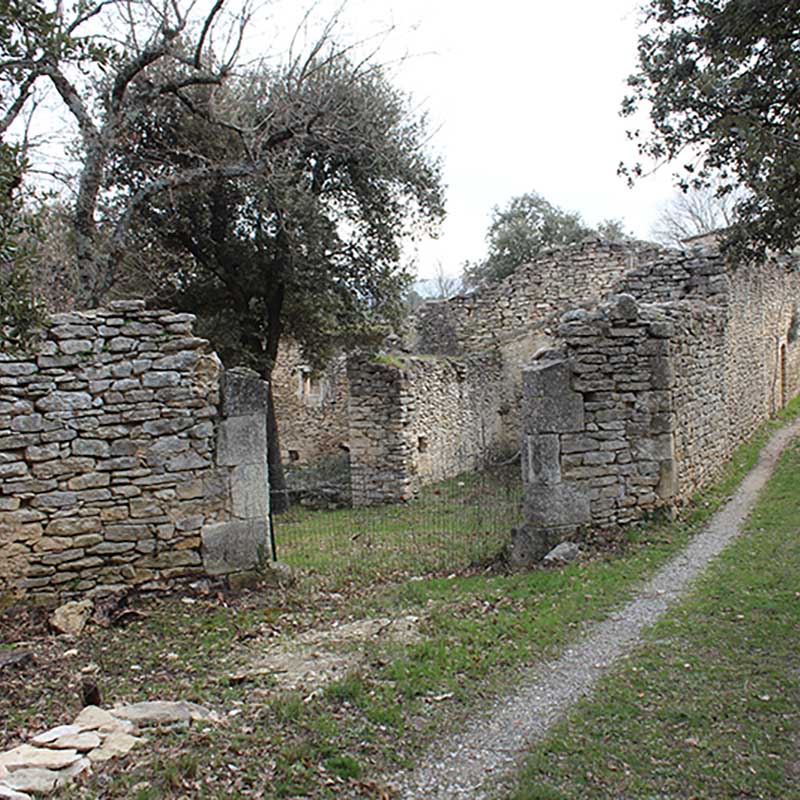 Ruines en pierre des Vieilles Beaumettes, vestiges d’un ancien habitat rural au cœur de la garrigue du Luberon