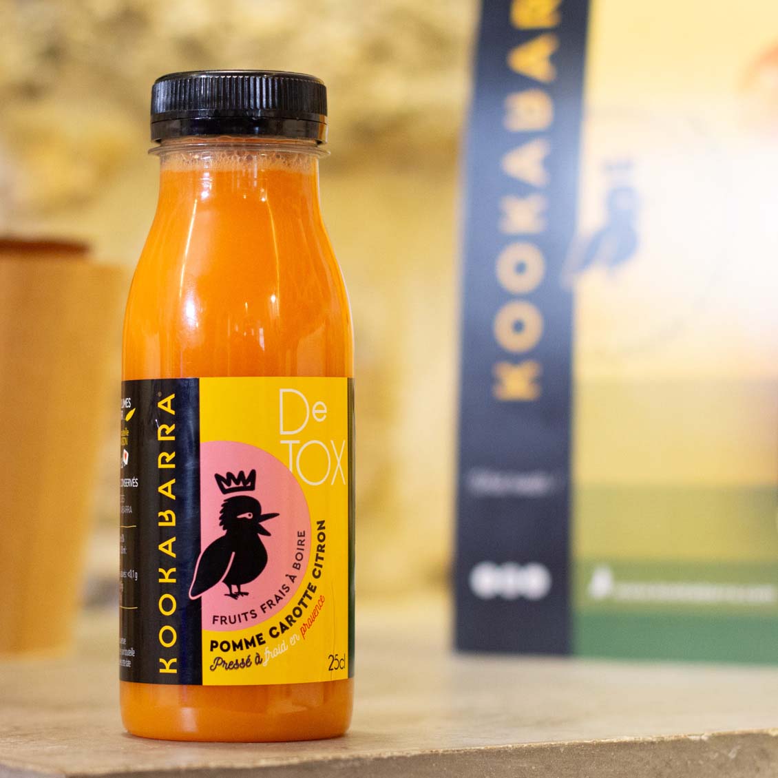 Jus détox pomme carotte citron Kookabarra en bouteille