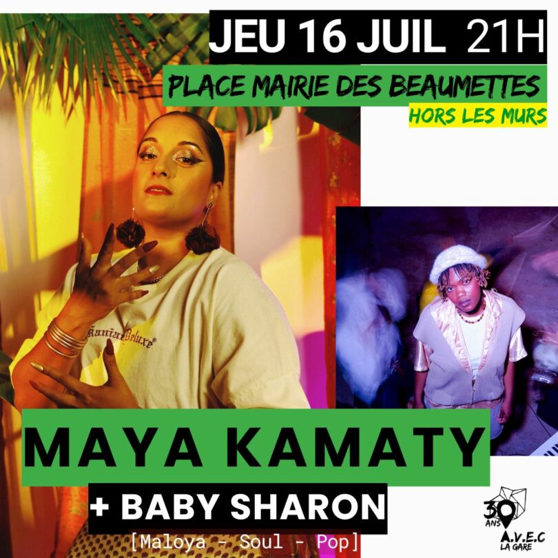 Affiche du concert Maya Kamaty + Baby Sharon à La Gare de Coustellet