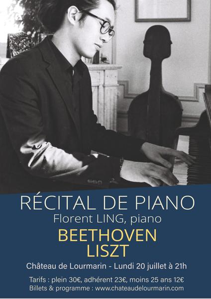 Affiche du récital de piano de Florent Ling au Château de Lourmarin