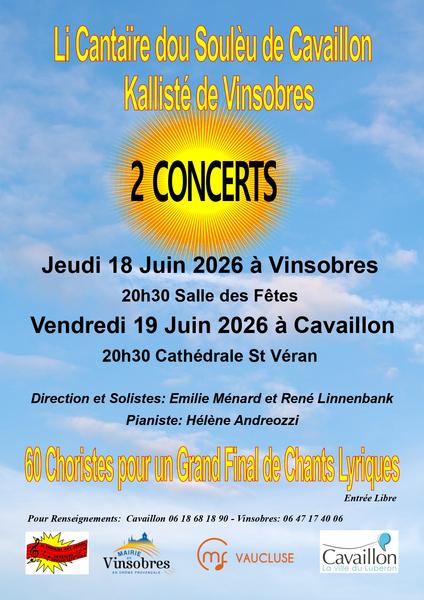 Concert des Chanteurs du soleil à Cavaillon Affiche du concert des Chanteurs du soleil à la cathédrale Notre-Dame et Saint-Véran de Cavaillon