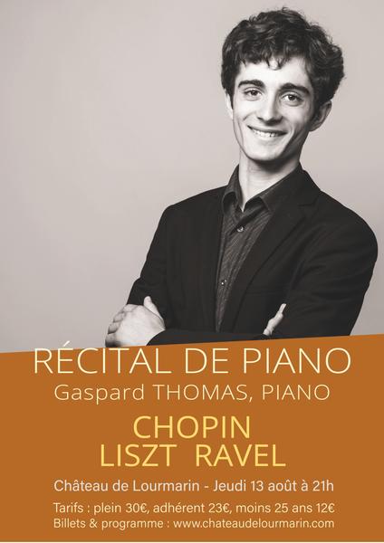 Affiche du récital de piano de Gaspard Thomas au Château de Lourmarin