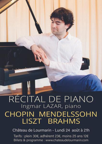 Affiche du récital de piano d’Ingmar Lazar au Château de Lourmarin