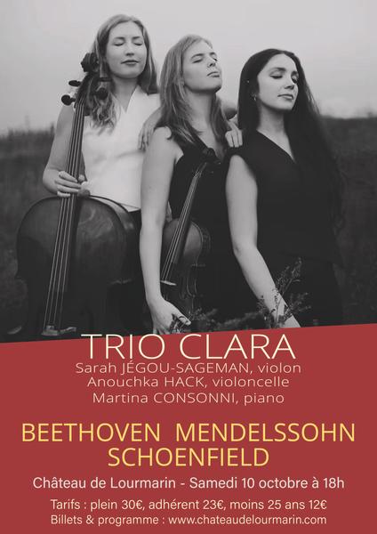 Affiche du concert de clôture avec le Trio Clara au Château de Lourmarin