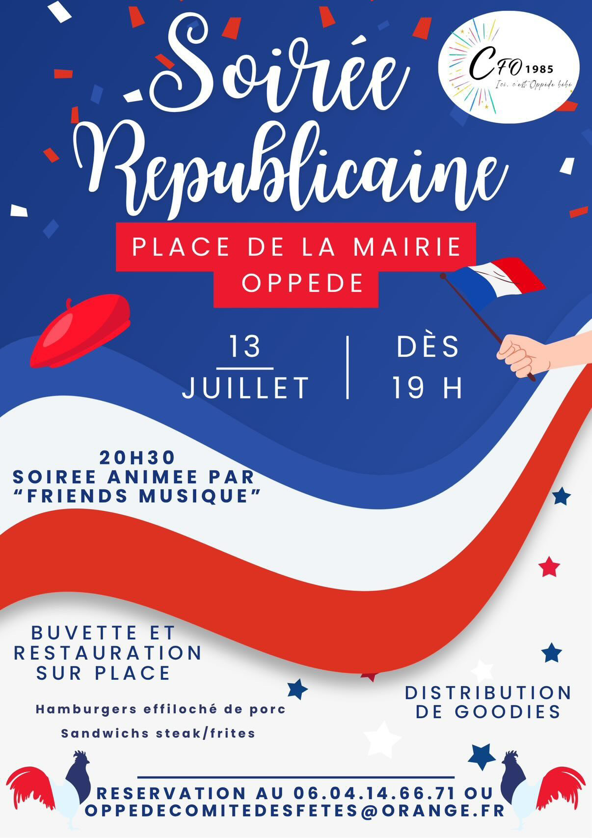 Soirée Républicaine à Oppède Affiche de la Soirée Républicaine à Oppède sur la place de la Mairie