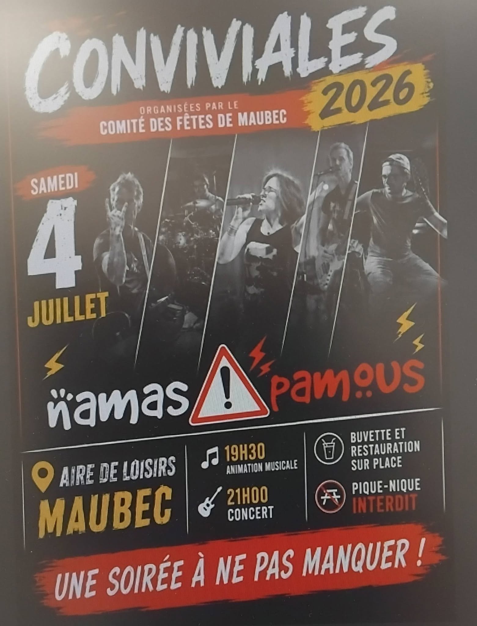 Affiche des Conviviales de Maubec 2026 avec le groupe Namas Pamous