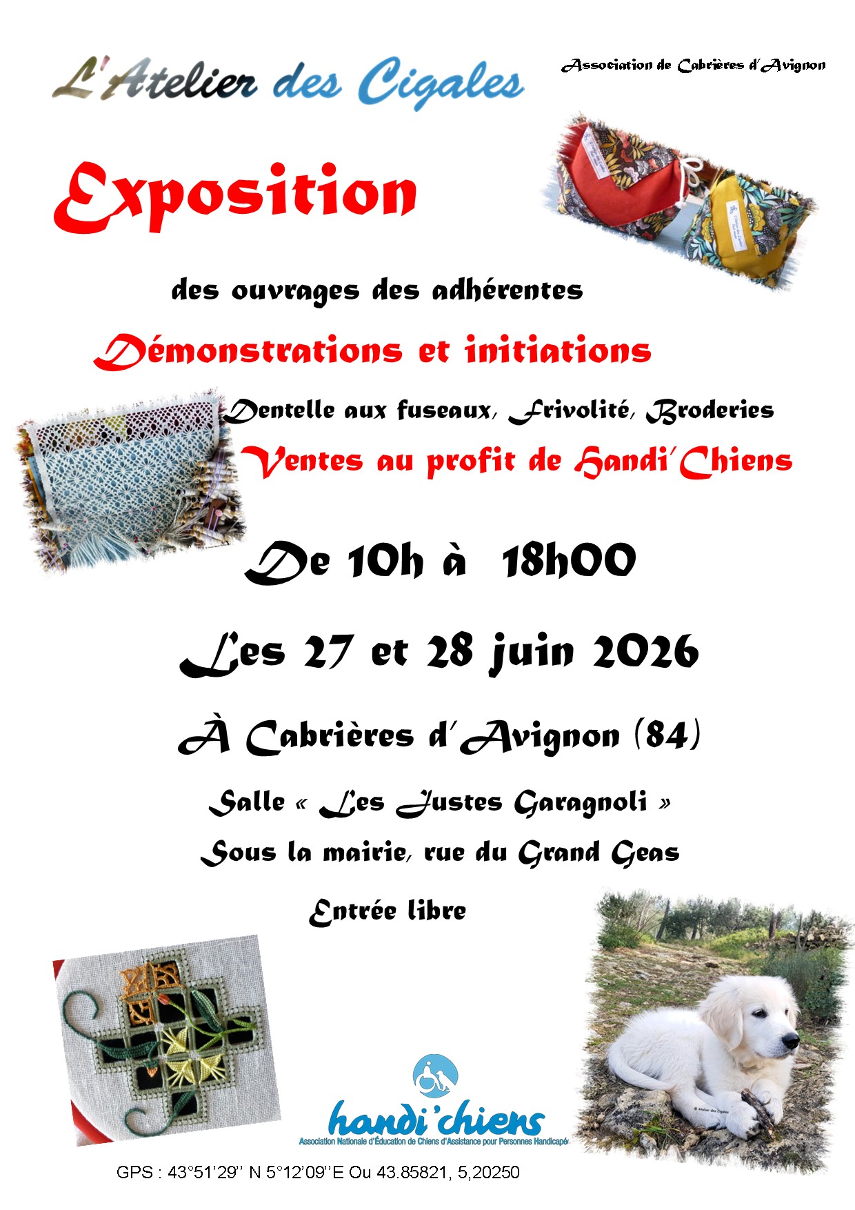 Exposition de L’Atelier des Cigales à Cabrières-d’Avignon Affiche de l’exposition de L’Atelier des Cigales à Cabrières-d’Avignon