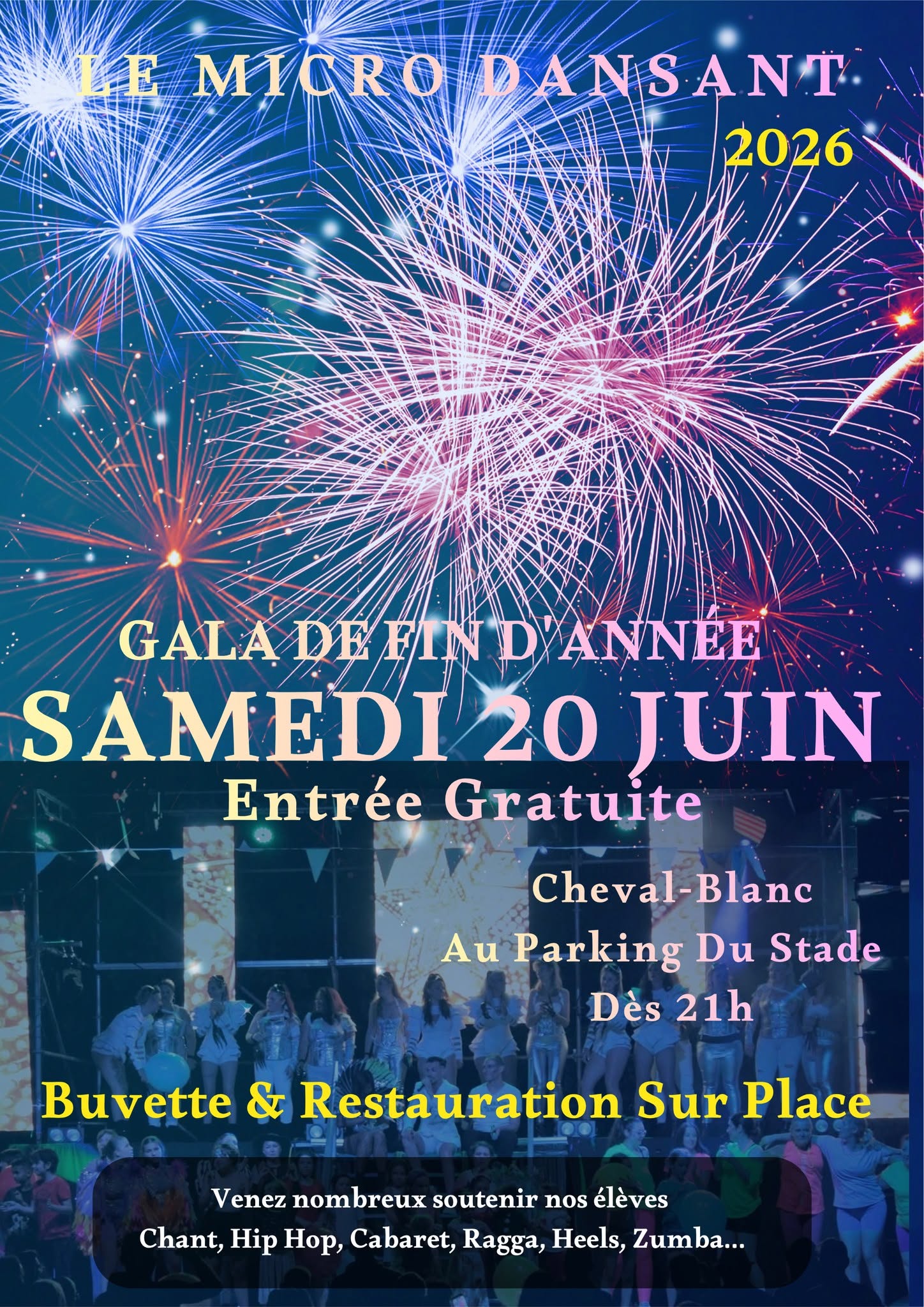 Gala de fin d’année du Micro dansant à Cheval-Blanc Affiche du gala de fin d’année du Micro dansant à Cheval-Blanc