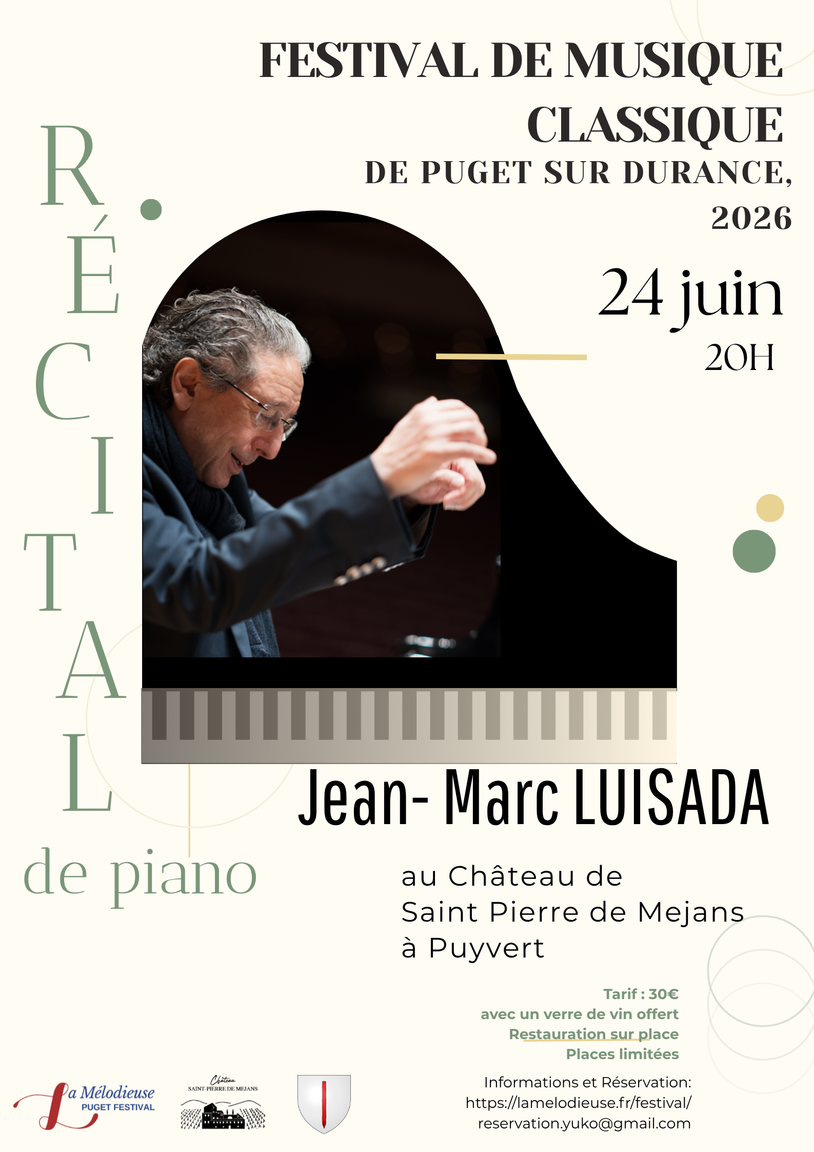Jean-Marc Luisada en récital au Château Saint-Pierre de Méjans Jean-Marc Luisada en récital de piano au Château Saint-Pierre de Méjans dans le Luberon