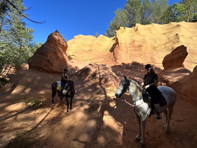 Balade à cheval dans les ocres du Luberon Promenade à cheval dans les paysages ocres du Luberon avec Provence Hipposervices