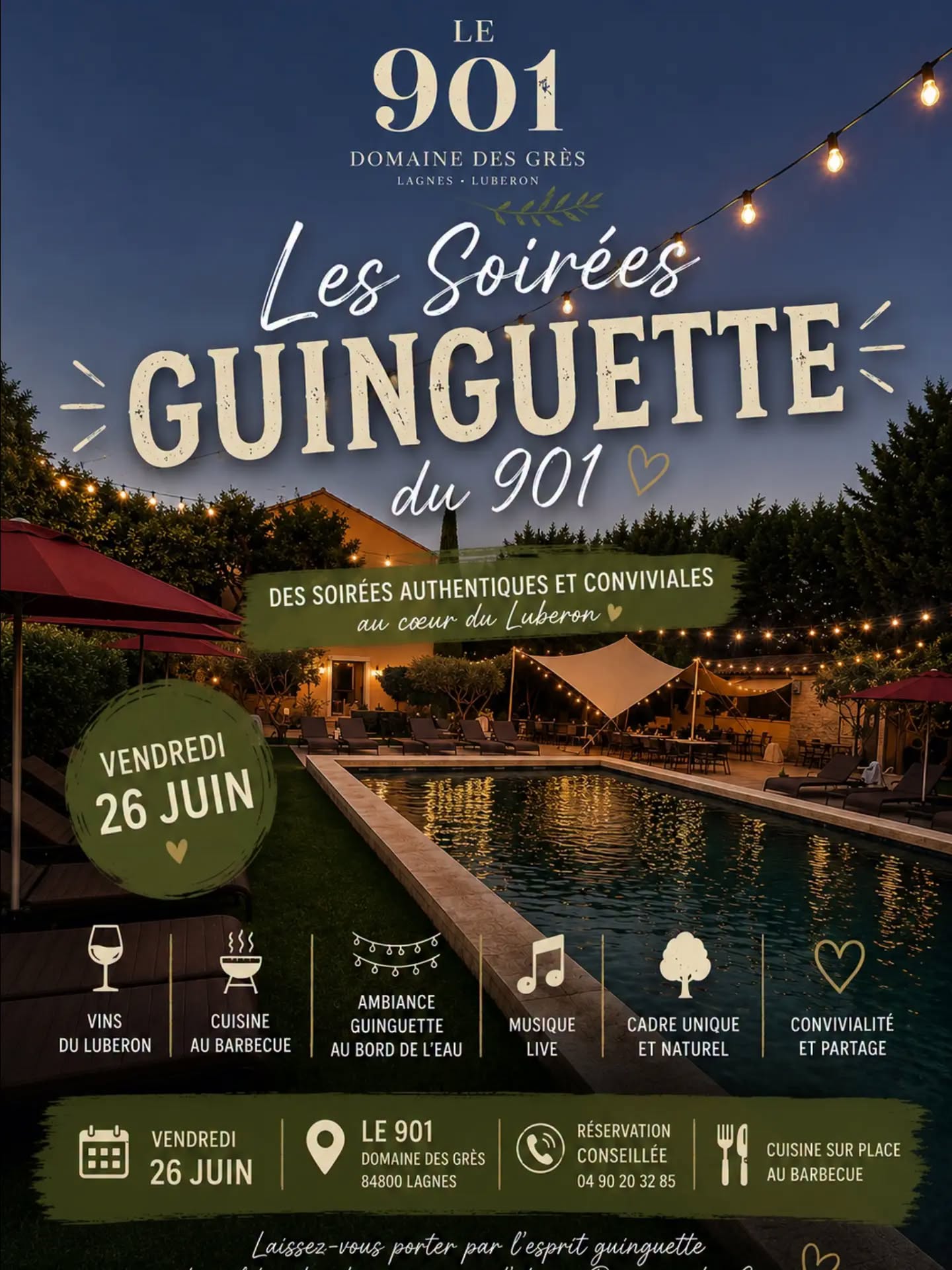 Soirée guinguette au 901 au Domaine des Grès à Lagnes