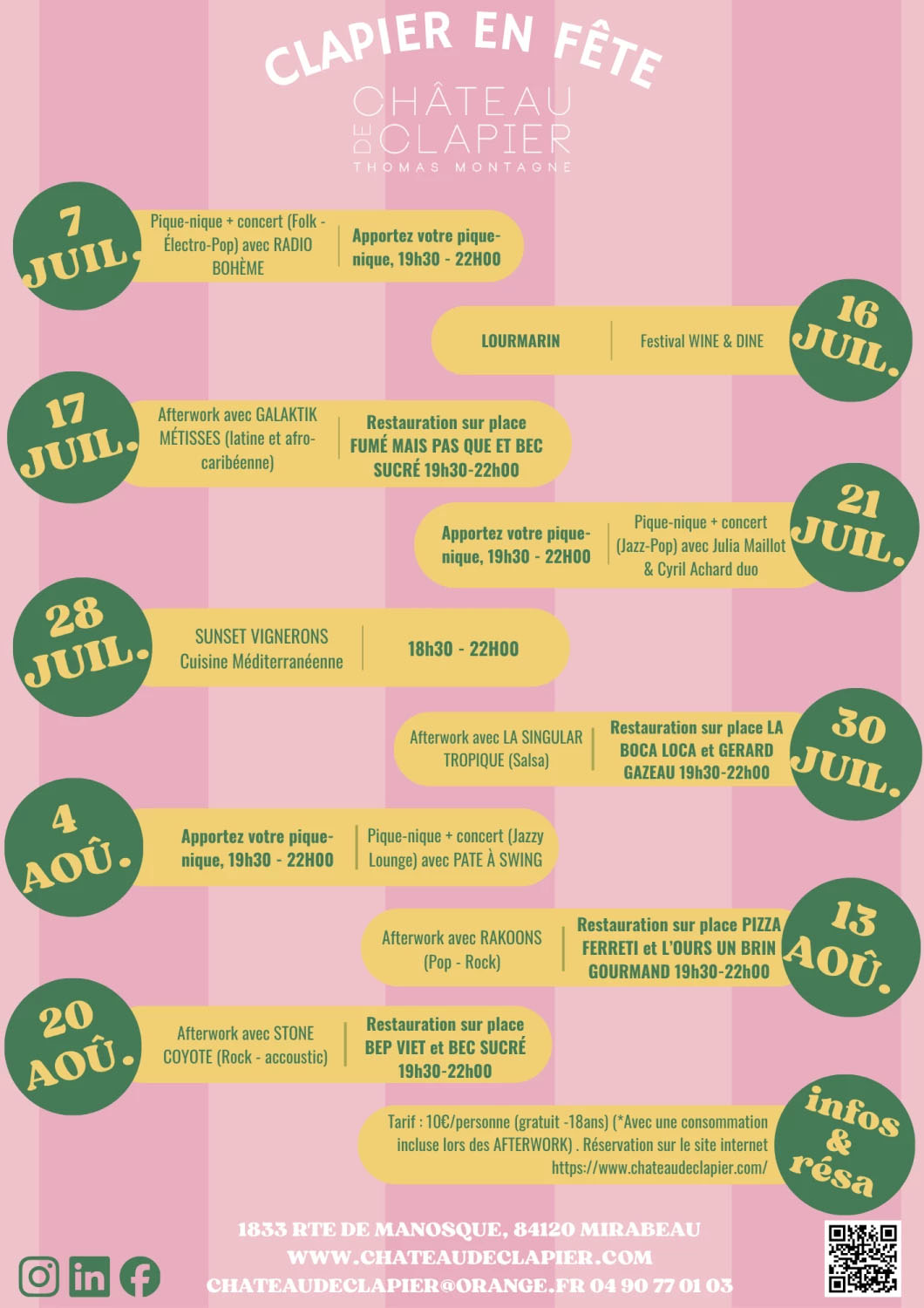 Affiche Clapier en fête au Château de Clapier avec les rendez-vous de l’été