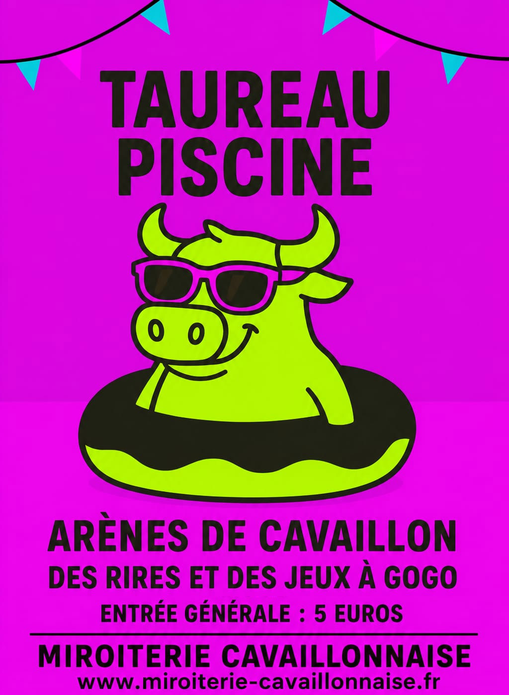 Taureaux Piscine aux arènes de Cavaillon Affiche des Taureaux Piscine aux arènes de Cavaillon