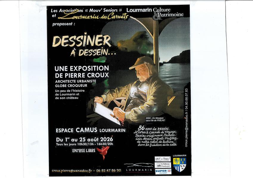 Affiche de l’exposition Dessiner à dessein de Pierre Croux à Lourmarin