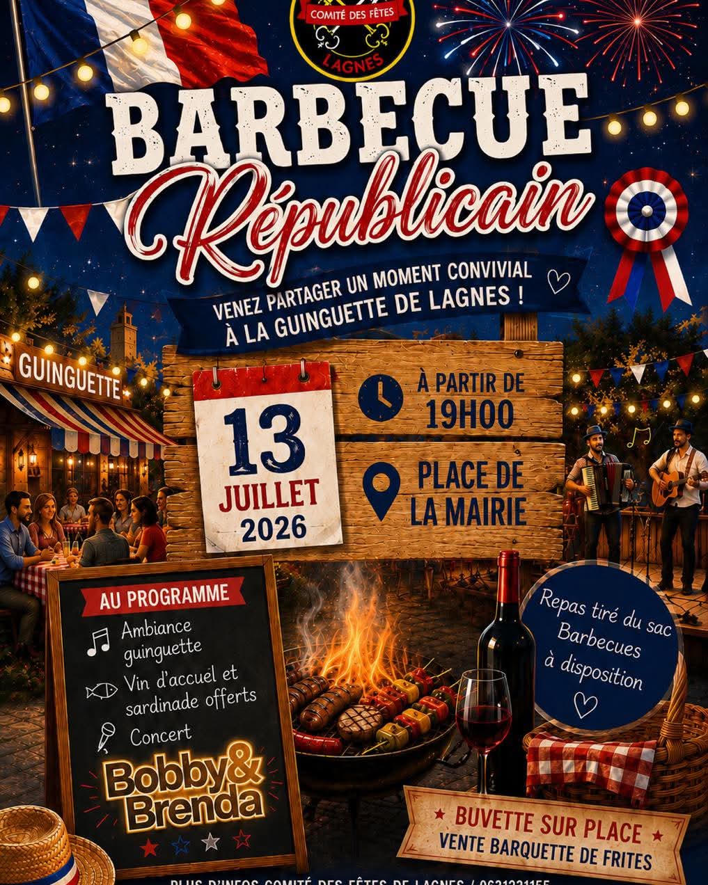 Affiche du Barbecue Républicain à la guinguette de Lagnes