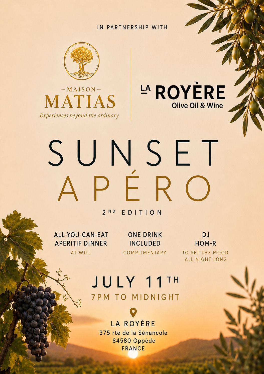 Sunset apéro au Domaine La Royère à Oppède Affiche du Sunset apéro au Domaine La Royère à Oppède