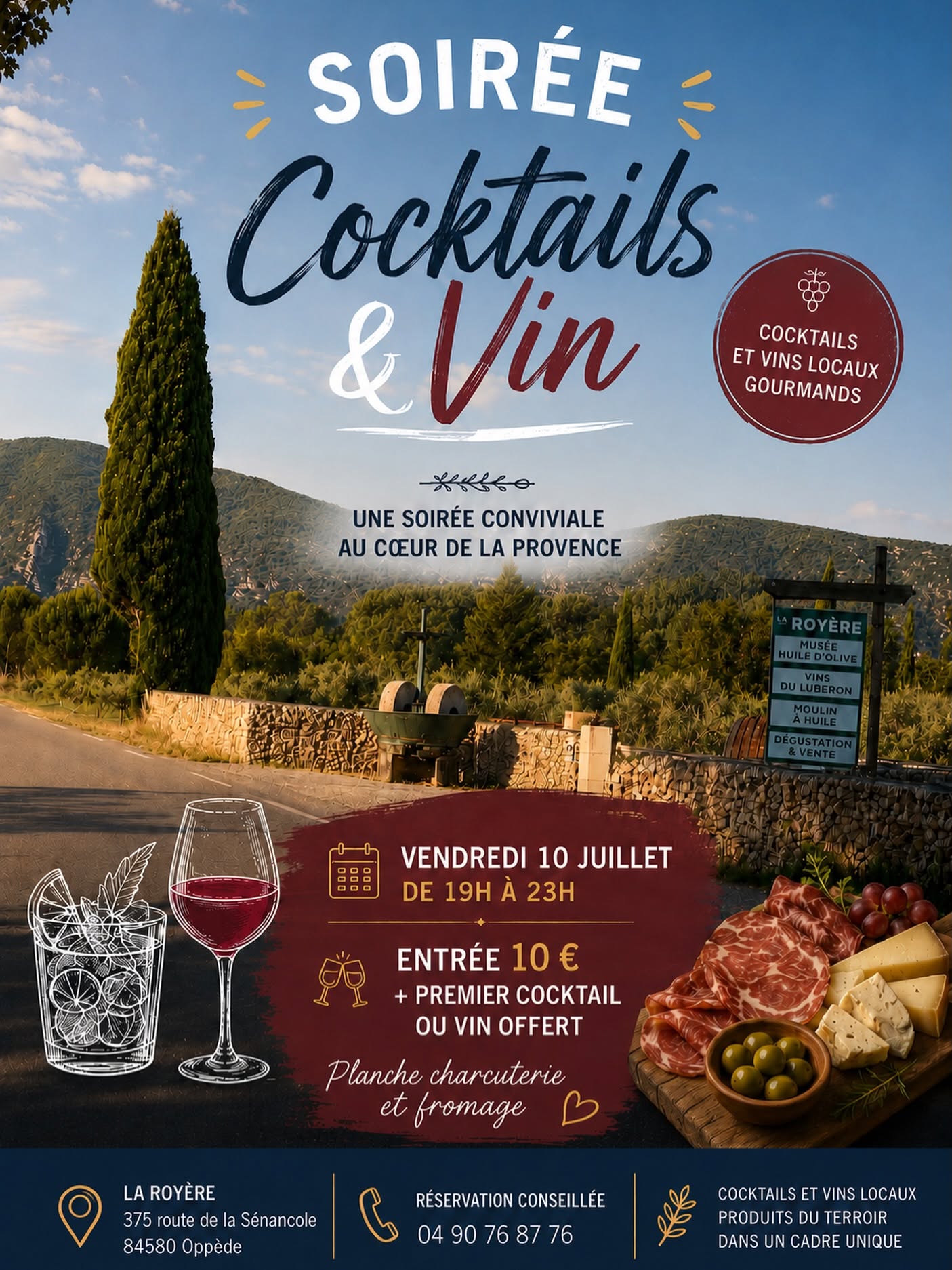 Soirée Cocktails et vin au Domaine La Royère à Oppède Affiche de la Soirée Cocktails et vin au Domaine La Royère à Oppède