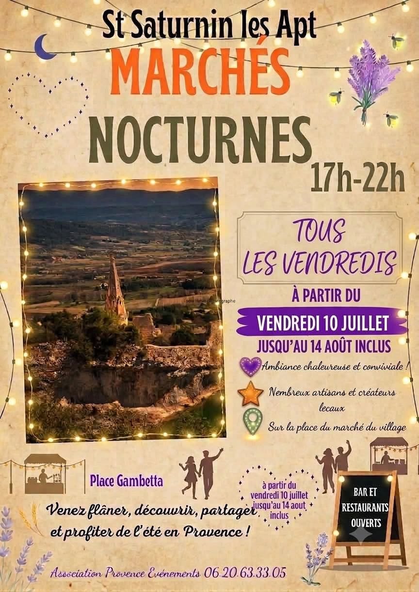 Marchés nocturnes à Saint-Saturnin-lès-Apt en Provence
