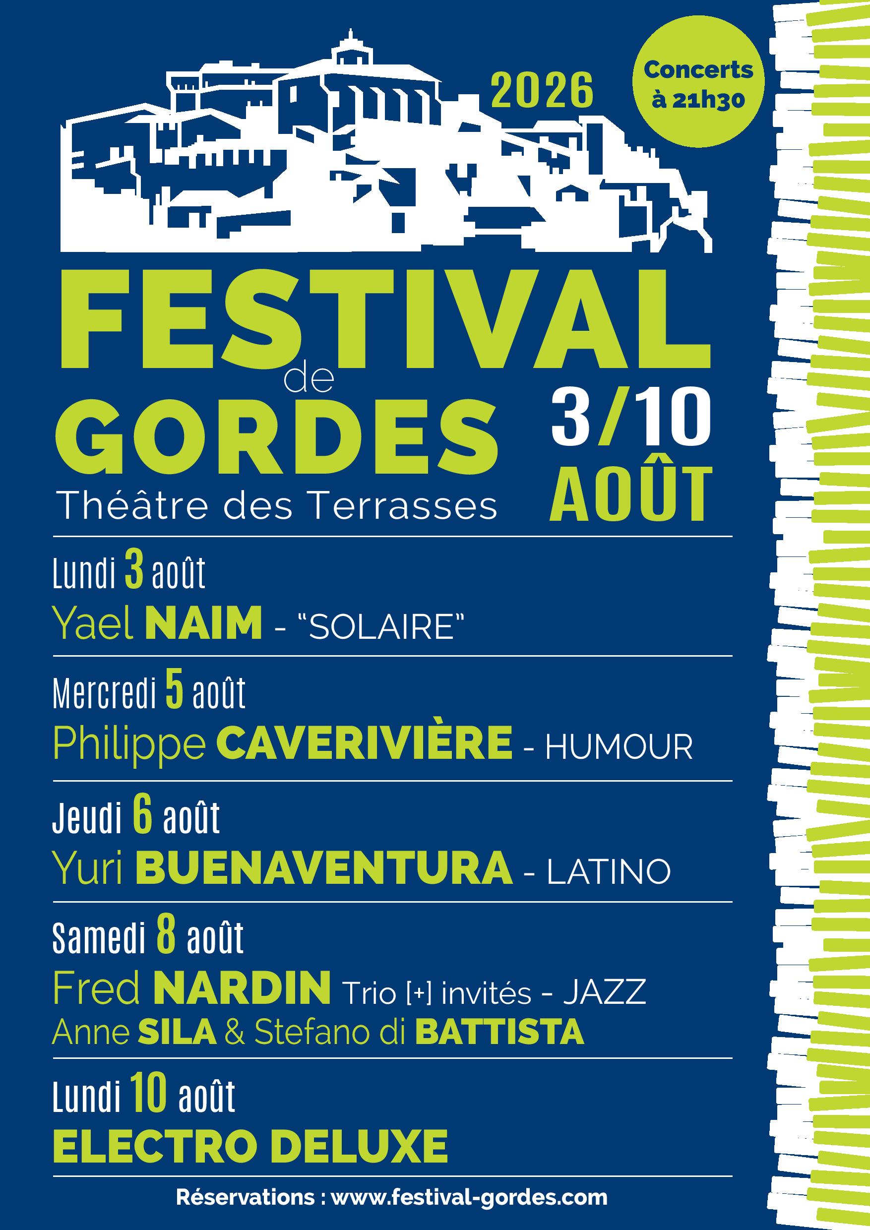 Programme 2026 du Festival Les Soirées d’été de Gordes Affiche du Festival de Gordes 2026 au Théâtre des Terrasses