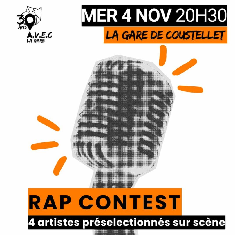 Rap Contest à La Gare de Coustellet Rap Contest à La Gare de Coustellet avec quatre artistes rap pré-sélectionnés sur scène