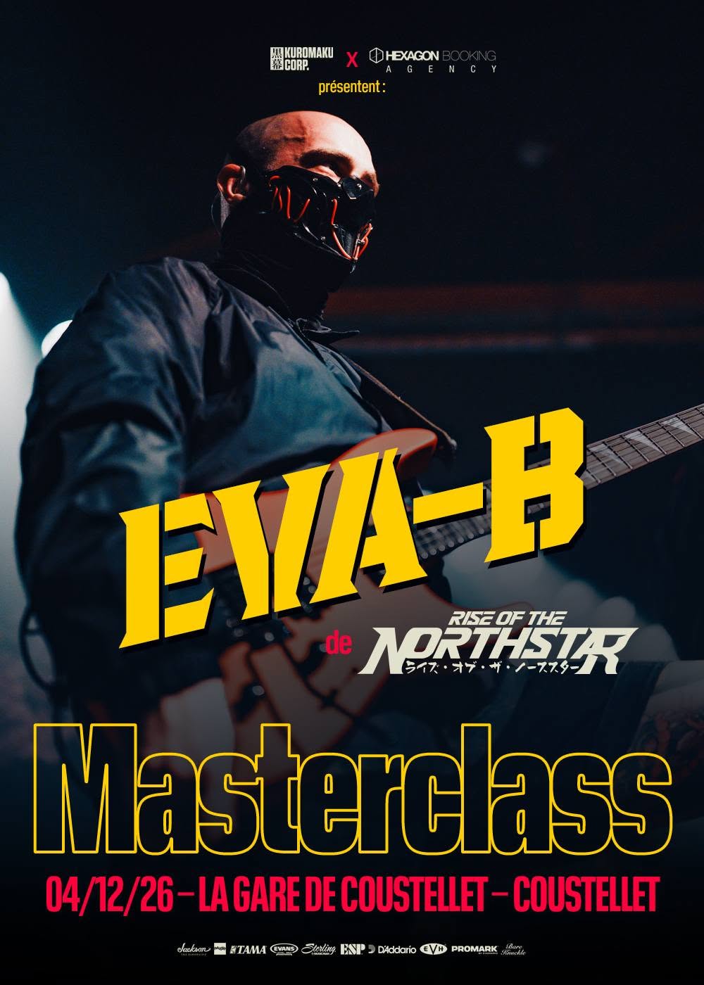 Eva-B, guitariste de Rise Of The Northstar, lors d’une performance de metal à la guitare