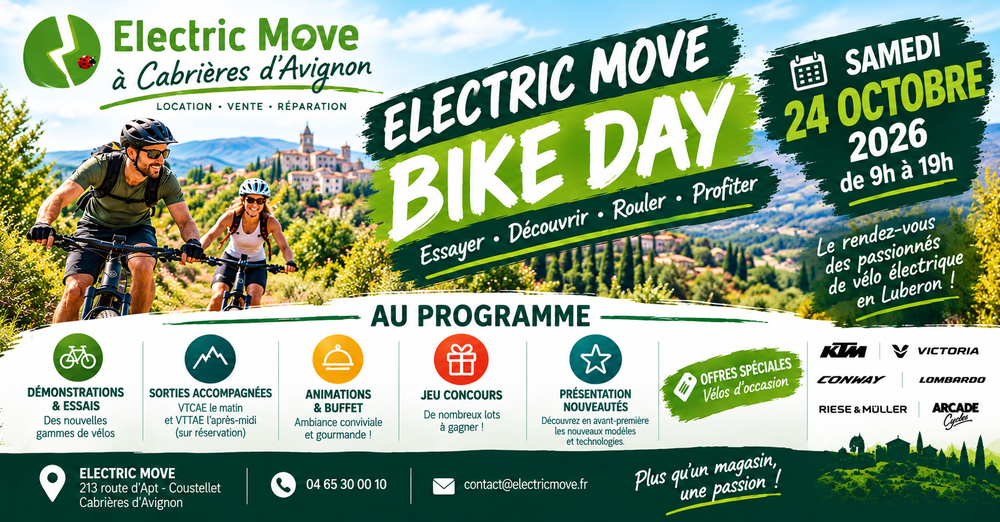 Electric Move Bike Day, journée consacrée au vélo électrique à Cabrières-d’Avignon