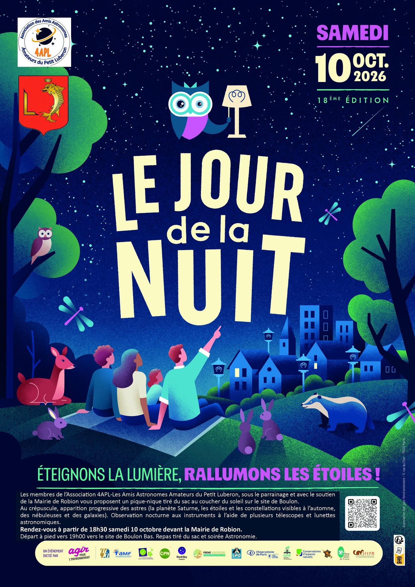 Le Jour de la Nuit 2026 à Robion avec marche vers Boulon et observation du ciel nocturne