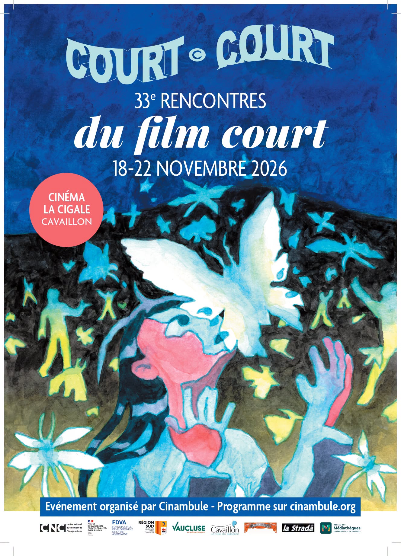 Court c’est Court 2026 - Festival de courts-métrages à Cavaillon Affiche des 33es Rencontres Court c’est Court 2026 à Cavaillon