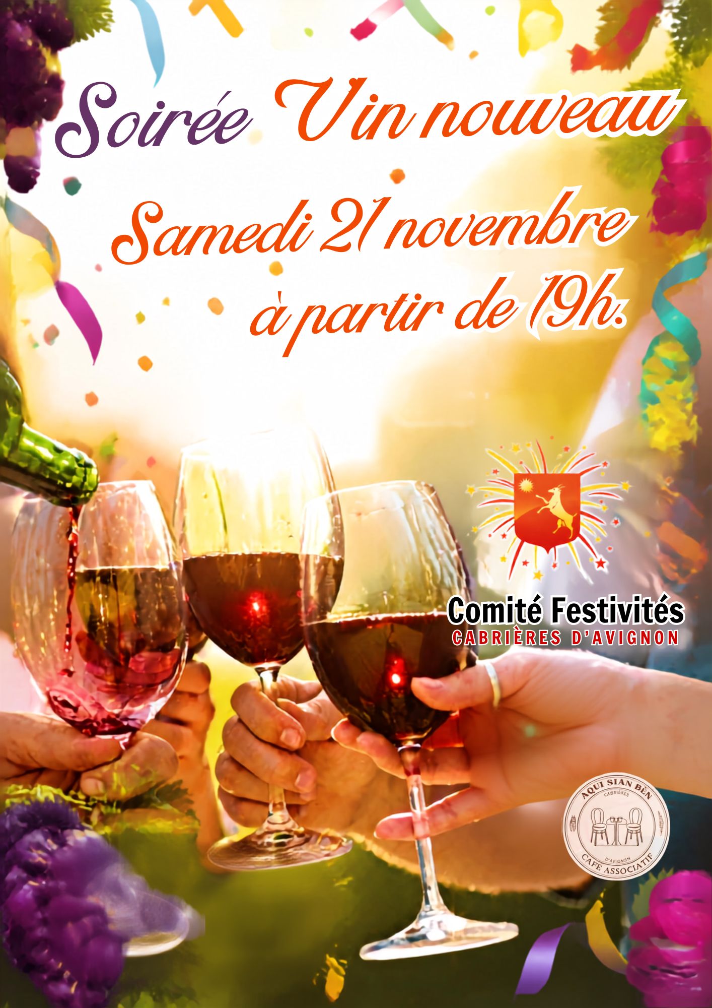 Soirée Vin nouveau à Cabrières-d’Avignon Affiche de la Soirée Vin nouveau à Cabrières-d’Avignon