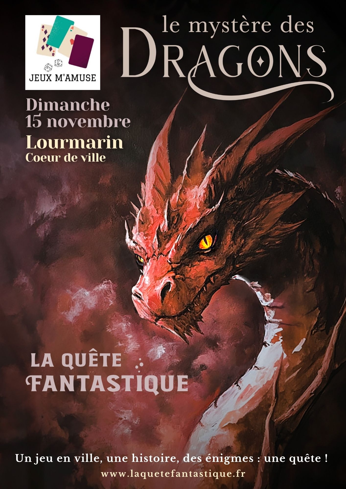 Affiche du Mystère des dragons, escape game urbain à Lourmarin