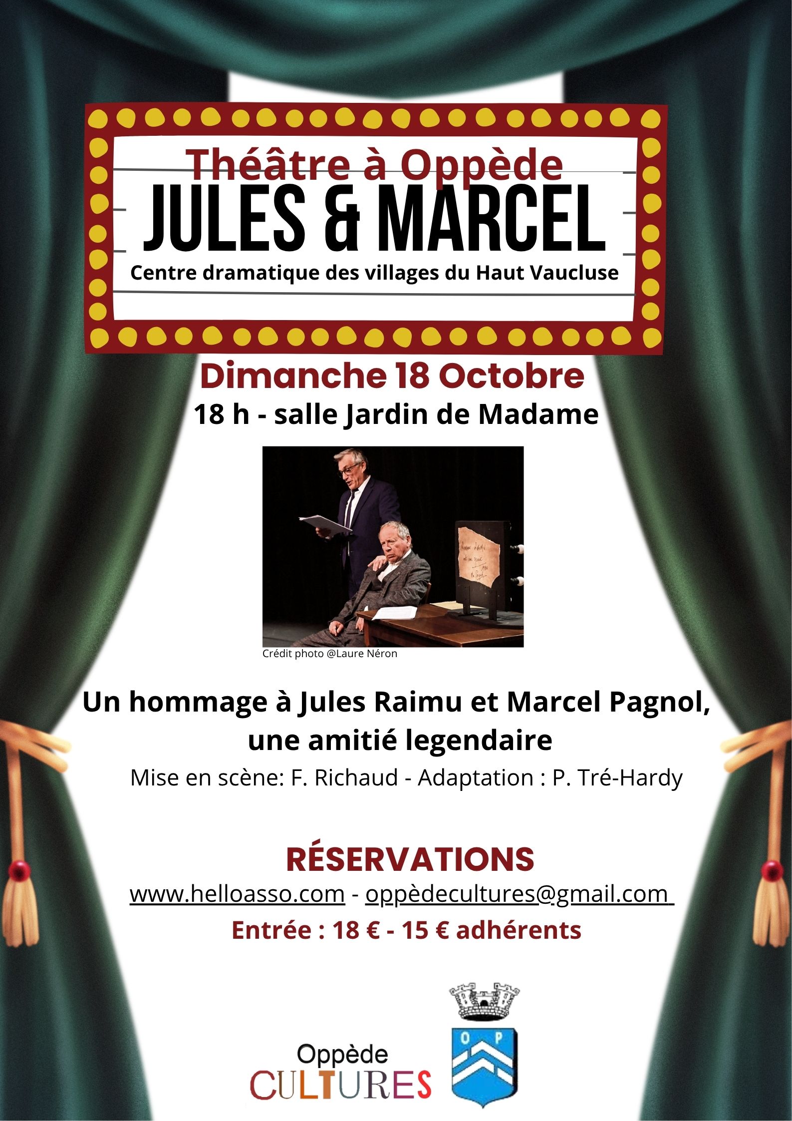 Affiche du spectacle Jules & Marcel présenté à Oppède