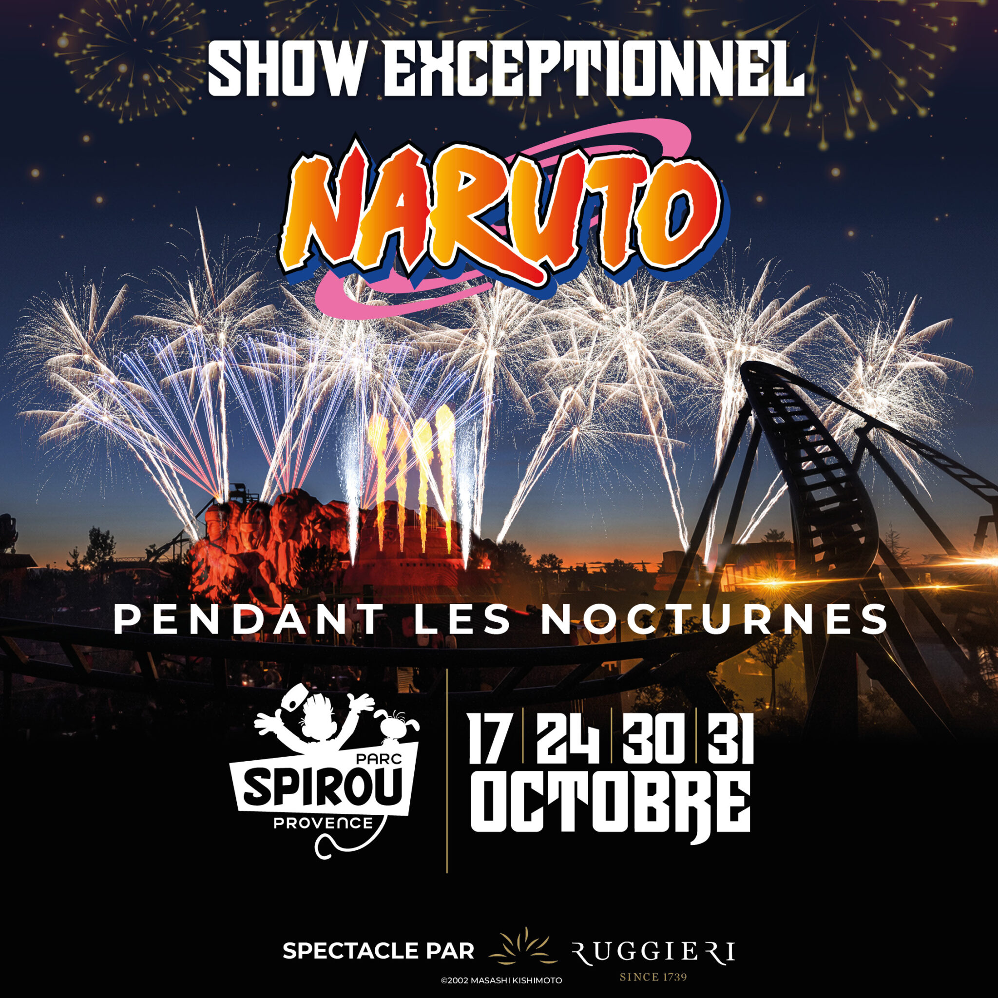 Affiche du show exceptionnel NARUTO au Parc Spirou pour Halloween 2026