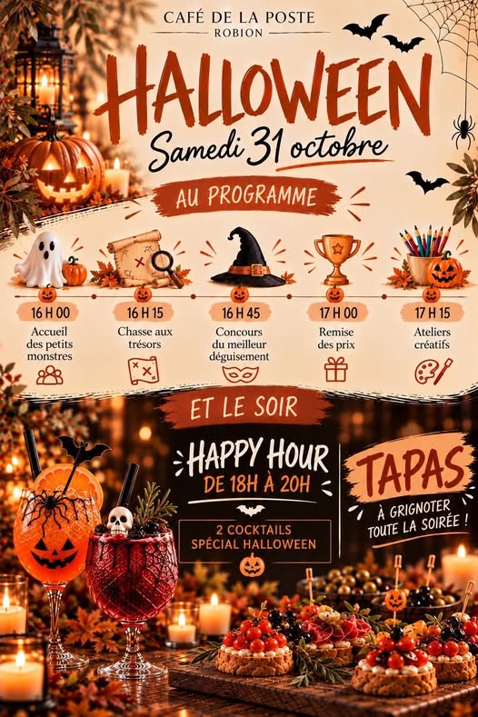 Halloween au Café de la Poste à Robion Affiche Halloween au Café de la Poste à Robion le 31 octobre 2026