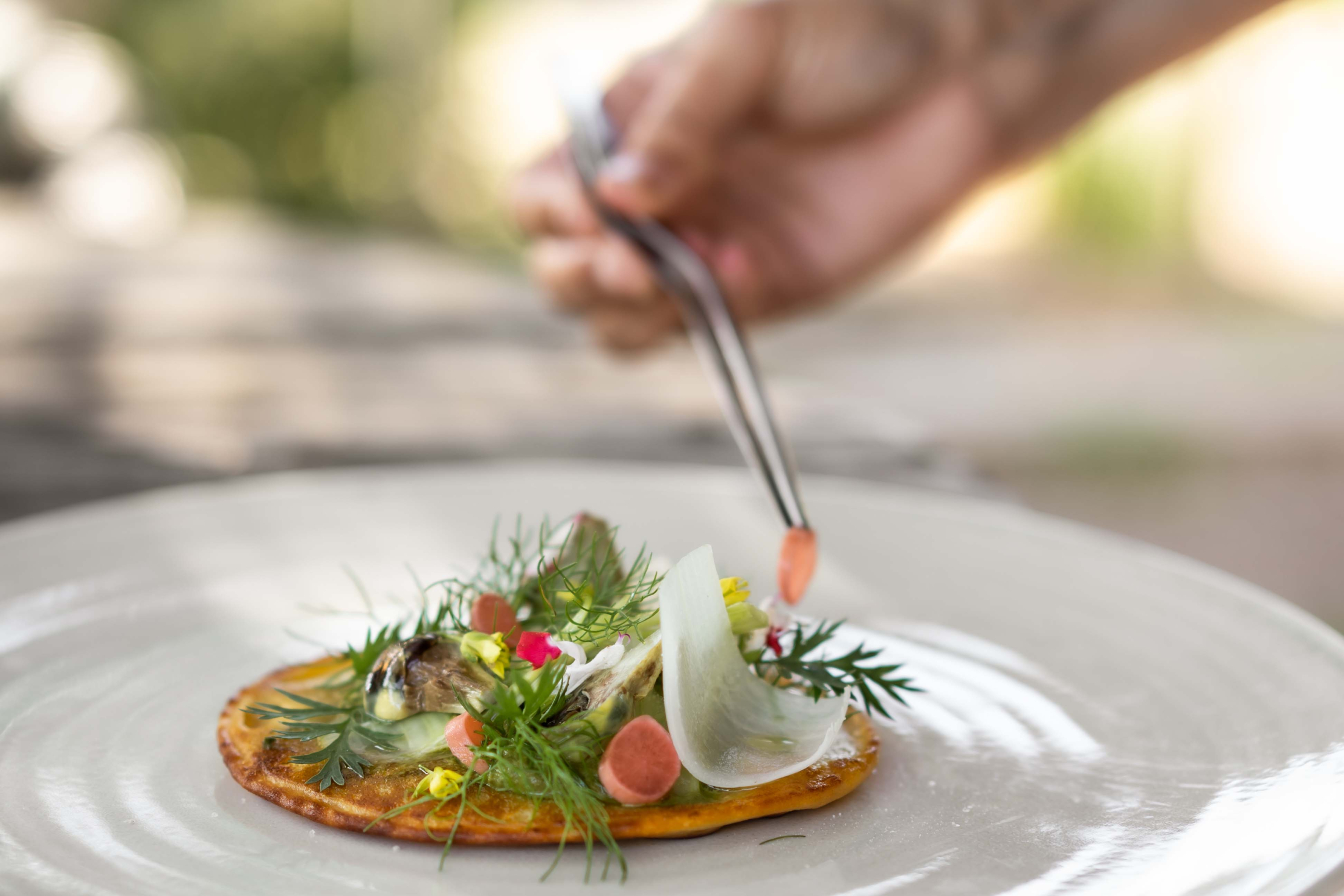 Plat gastronomique sans gluten de La Fenière, cuisine créative inspirée du terroir provençal
